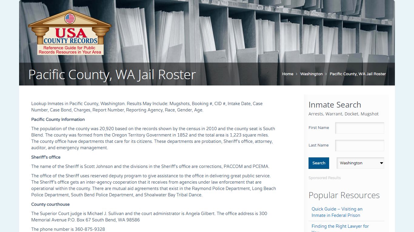 Pacific County, WA Jail Roster | Name Search